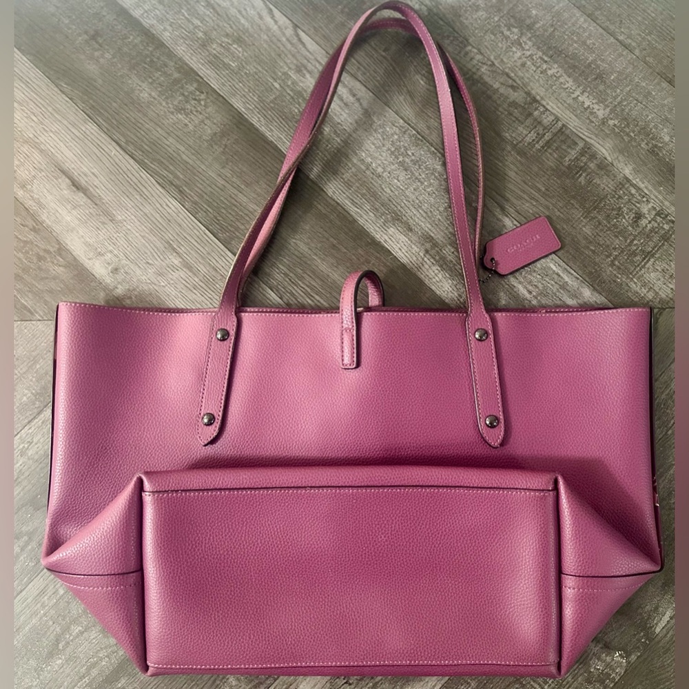 Coach Market Tote in Dark Berry w/ Party Mouse Print Interior - BAFO - Picture 4 of 15